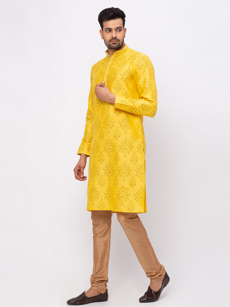 Men Straight Full Sleeve Yellow Kp Set