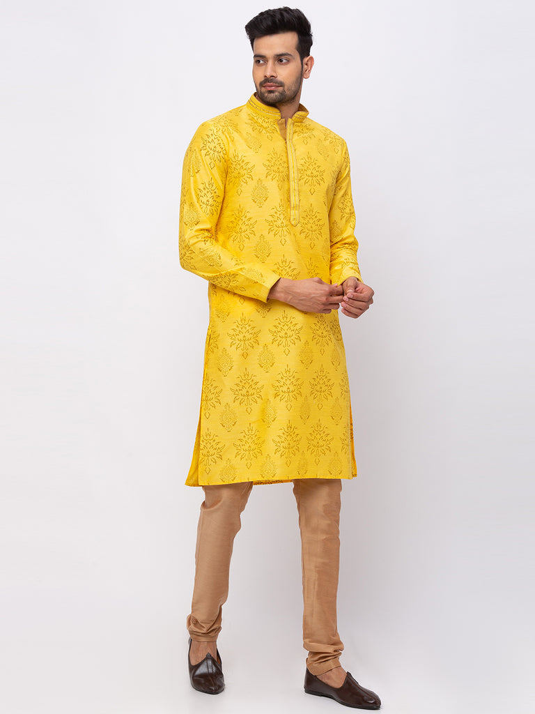 Men Straight Full Sleeve Yellow Kp Set