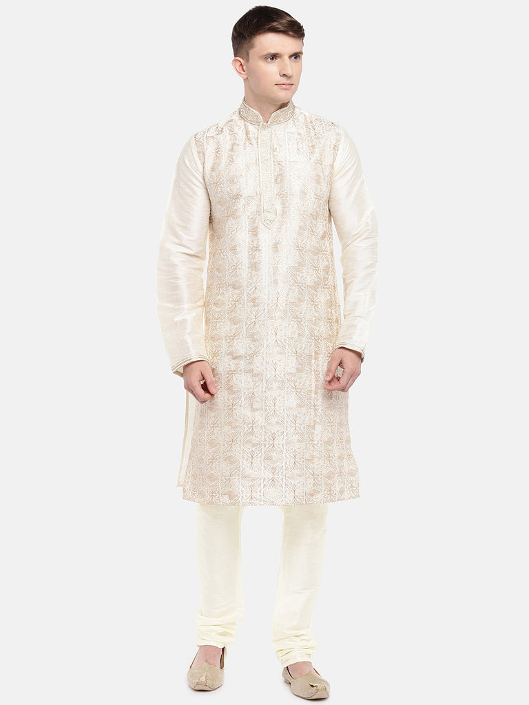 Men Straight Full Sleeve Off White Kp Set