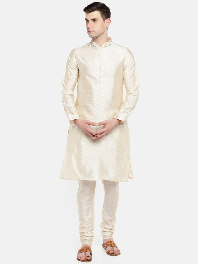 Men Straight Full Sleeve Off White Kp Set