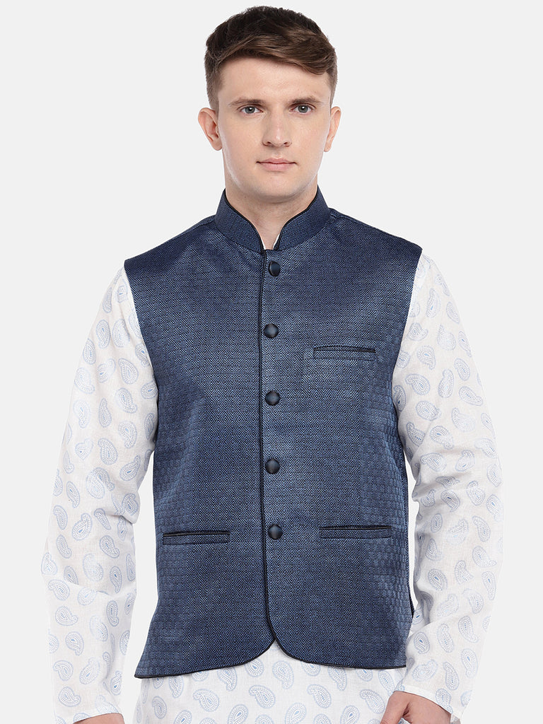 Men Straight Sleeveless Blue Jackets