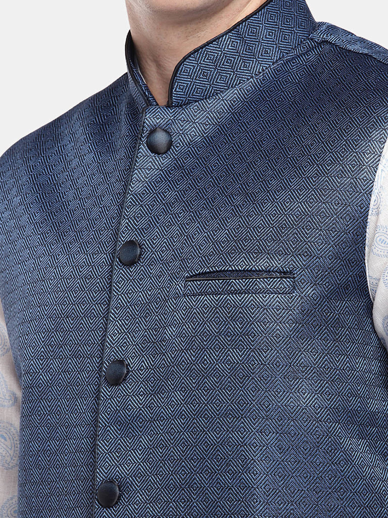 Men Straight Sleeveless Blue Jackets