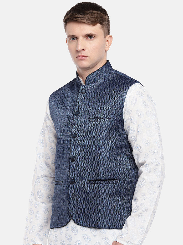 Men Straight Sleeveless Blue Jackets