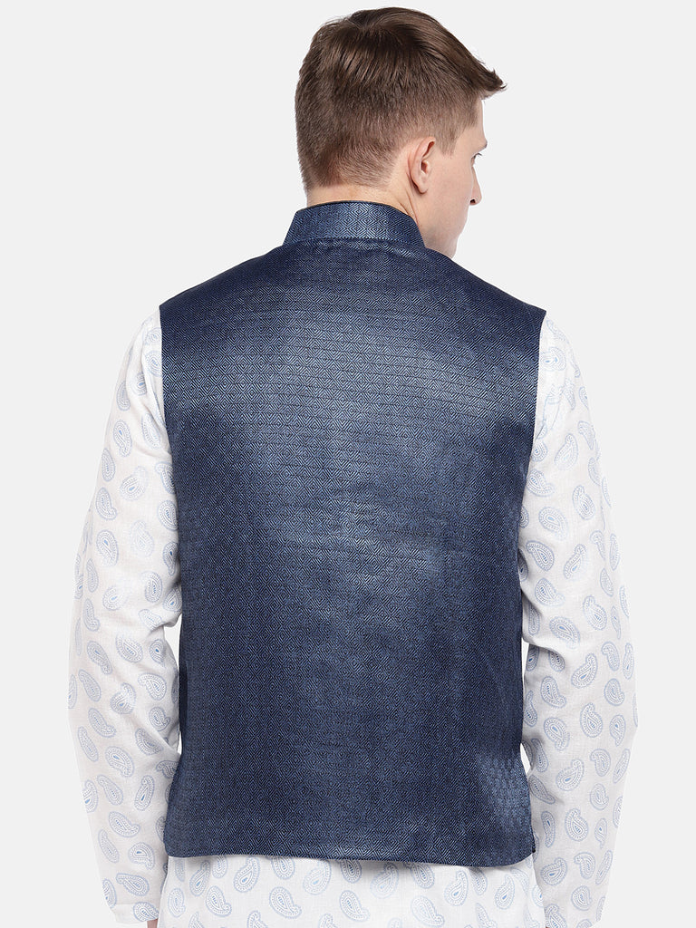 Men Straight Sleeveless Blue Jackets