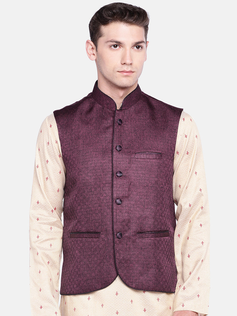 Men Straight Sleeveless Maroon Jackets