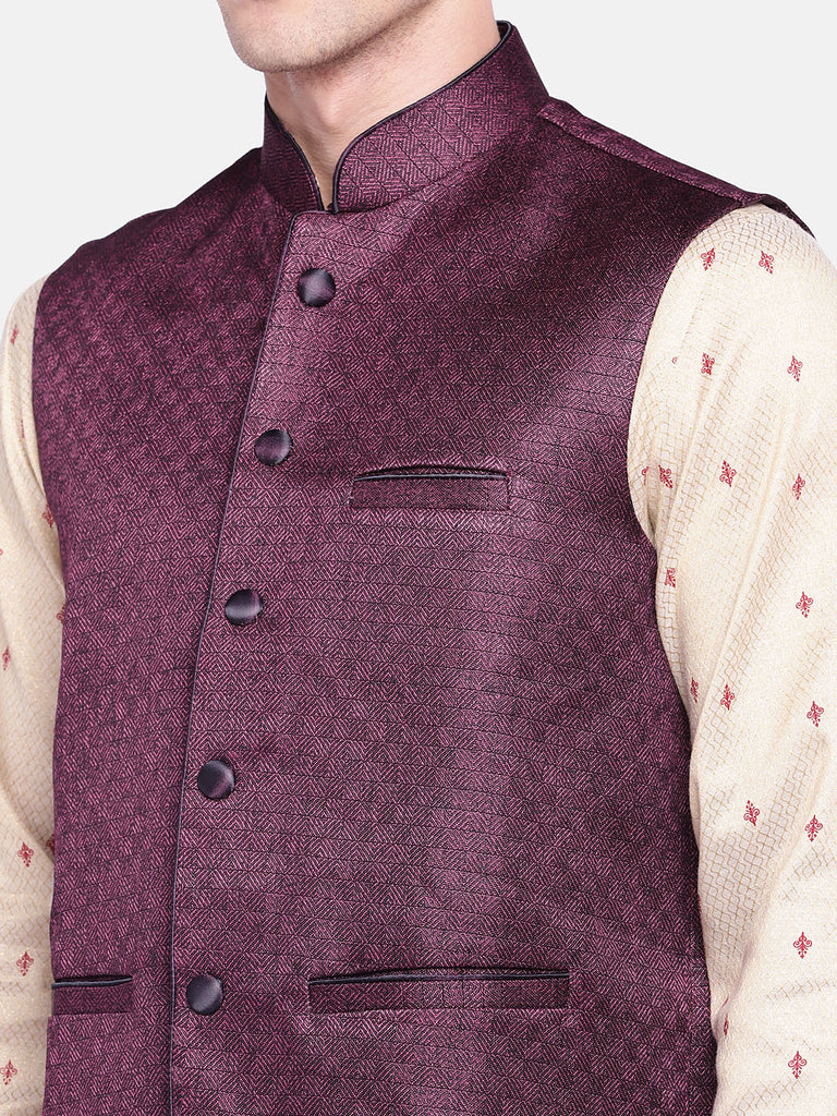 Men Straight Sleeveless Maroon Jackets
