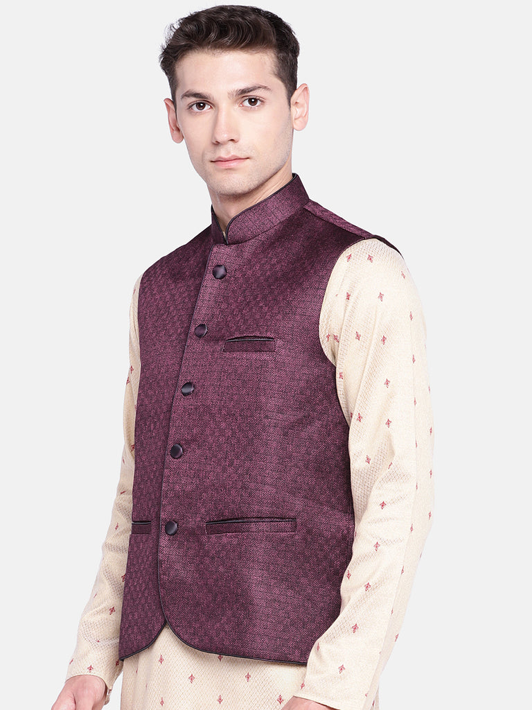 Men Straight Sleeveless Maroon Jackets