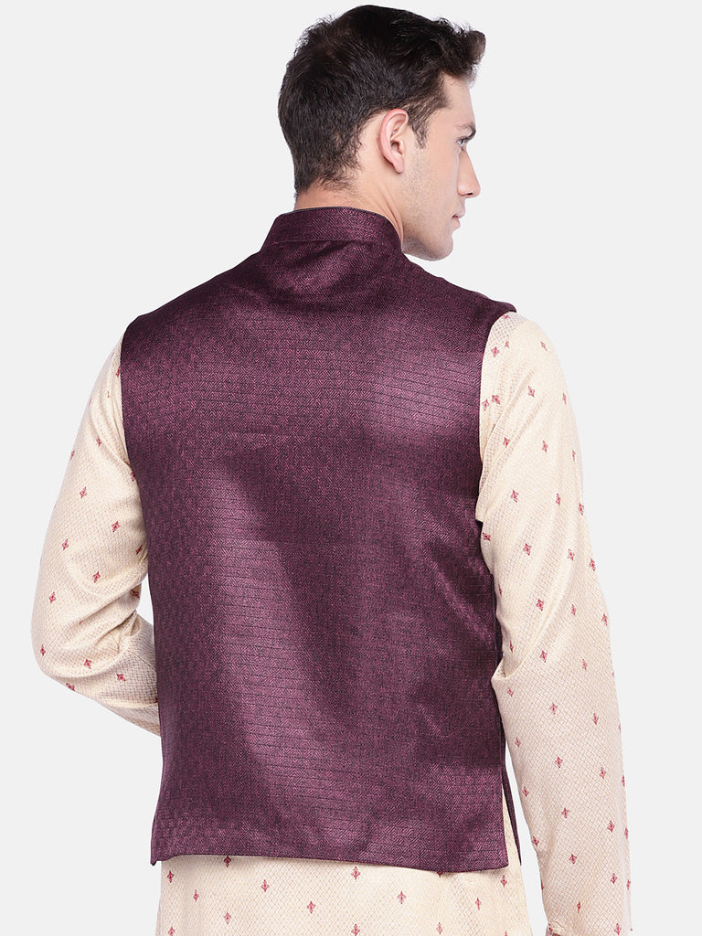 Men Straight Sleeveless Maroon Jackets