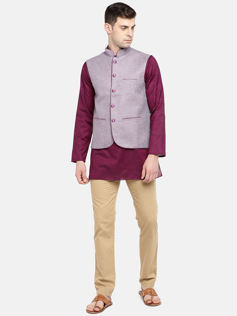 Men Straight Sleeveless Maroon Jackets