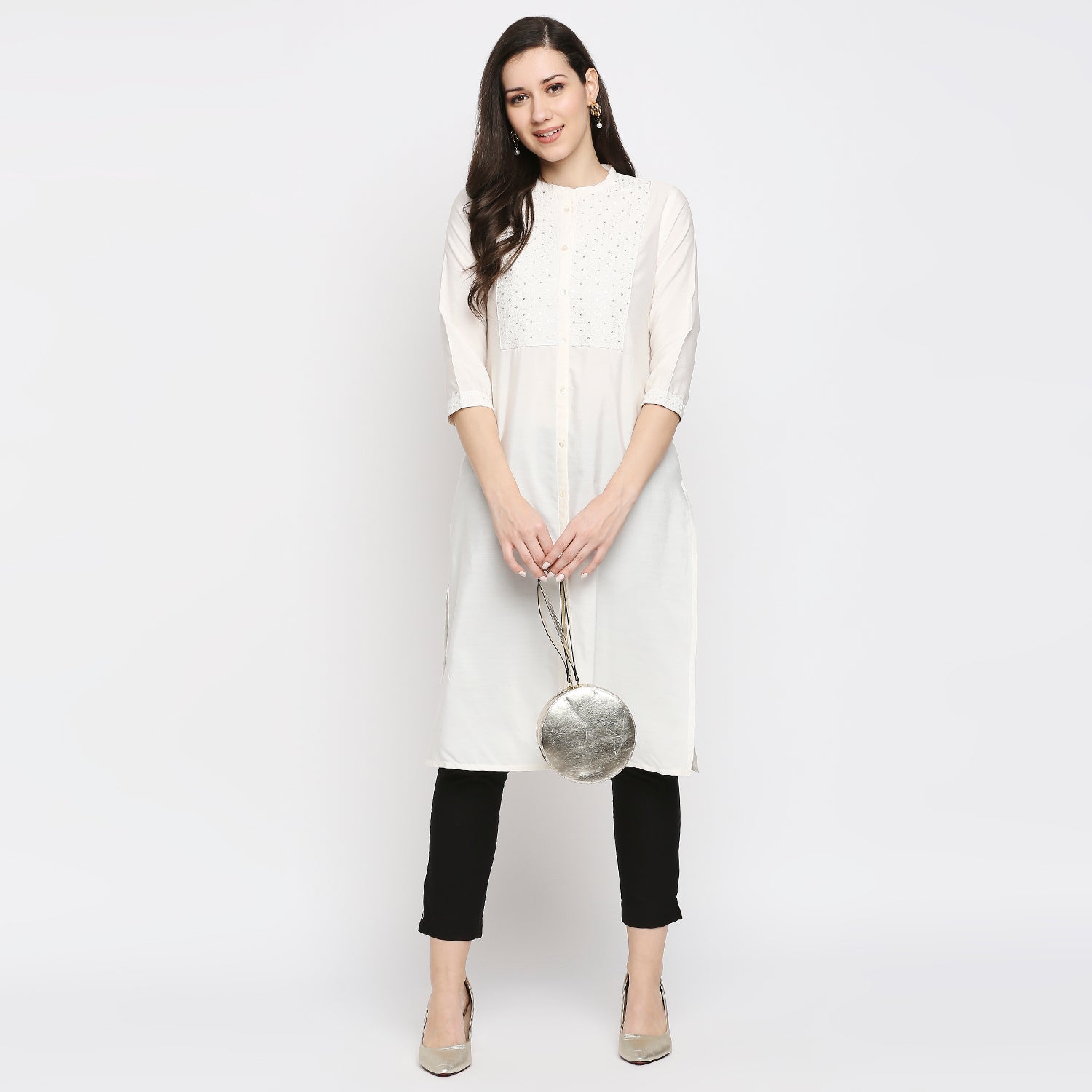 Women's Black Cotton Solid Pants