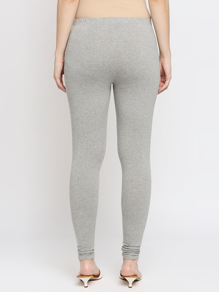 Women's Grey Cotton Solid Leggings