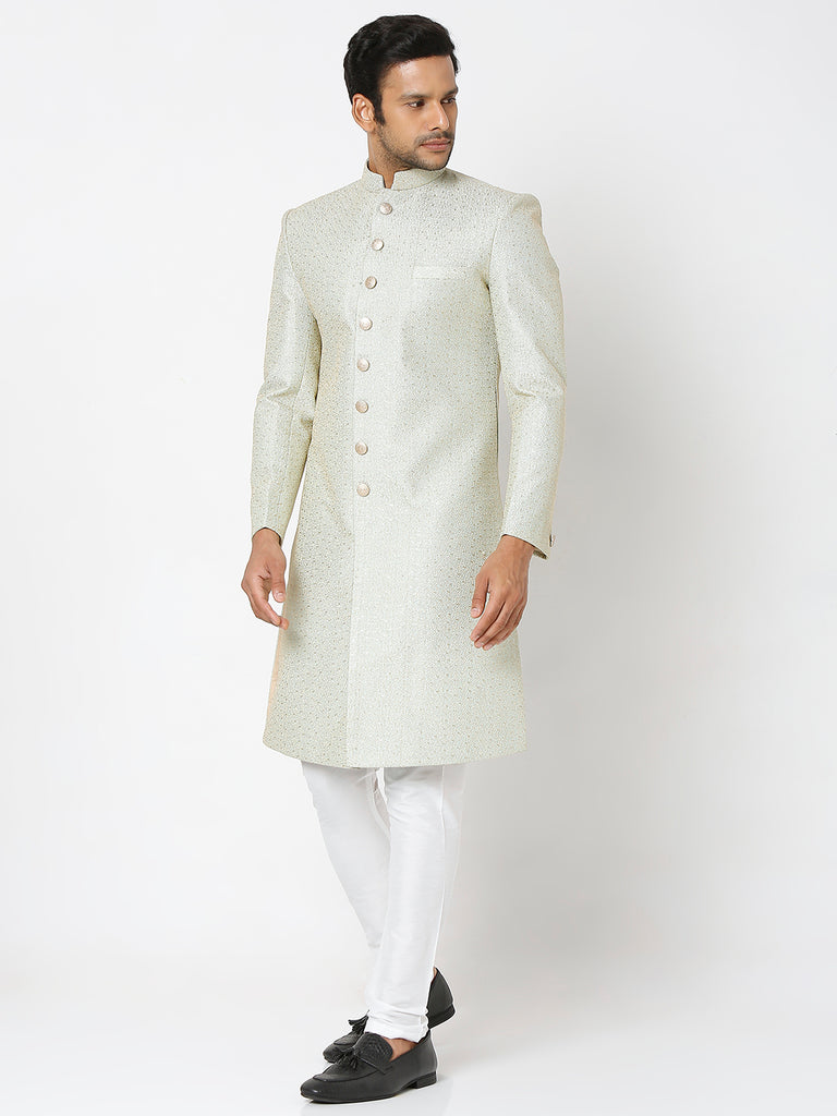 Men's Pista Art Silk Solid Kurta & Pyjama Sets