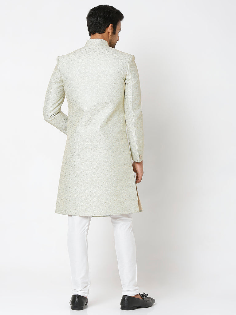 Men's Pista Art Silk Solid Kurta & Pyjama Sets