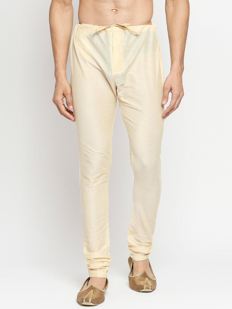 Men's Peach Blended Embroidered Kurta Pyjama