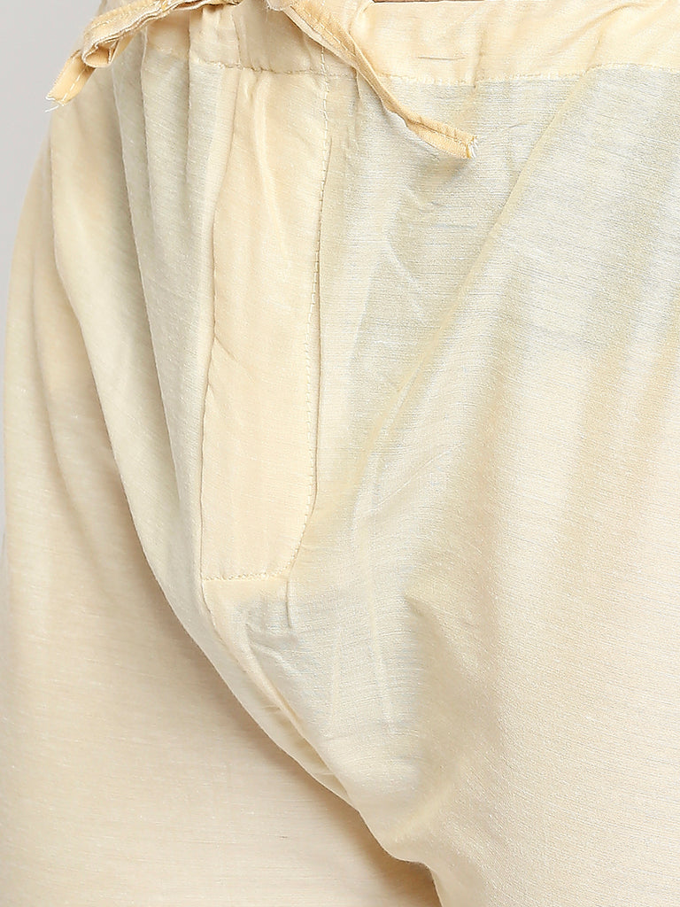 Men's Peach Blended Embroidered Kurta Pyjama
