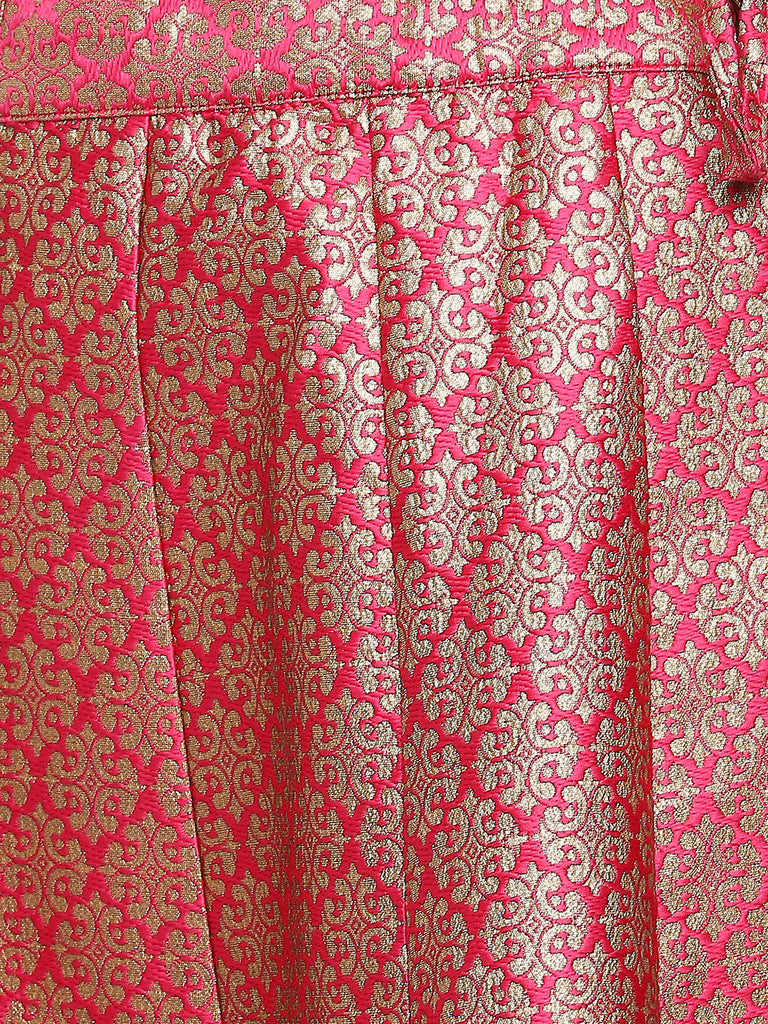 Women's Fucshia Silk Blend Floral Skirt