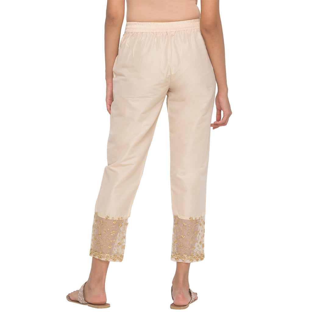 Lace edged slim pants