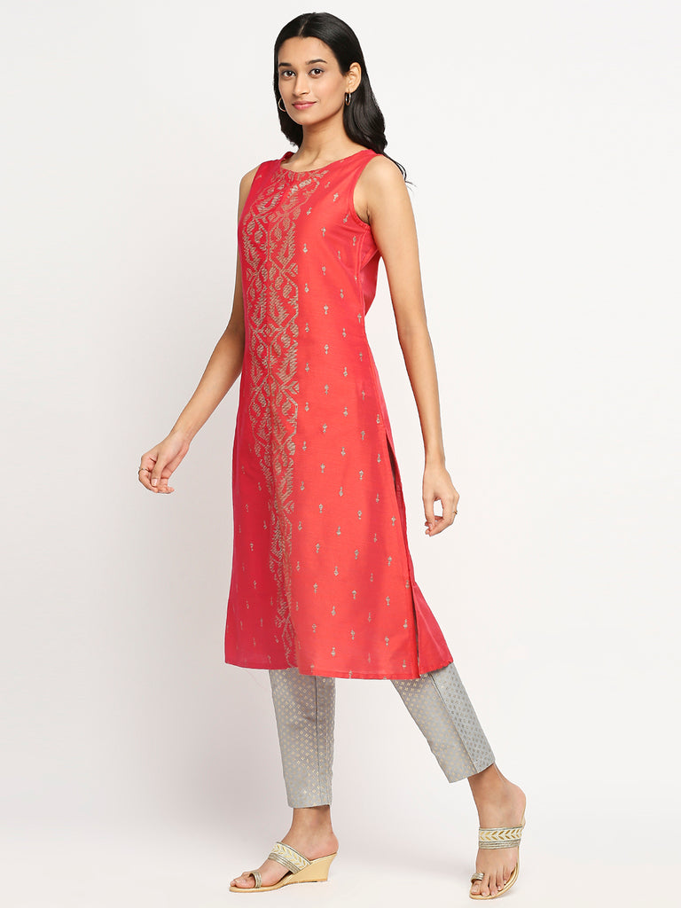 Women's Coral Art Silk Printed Kurta