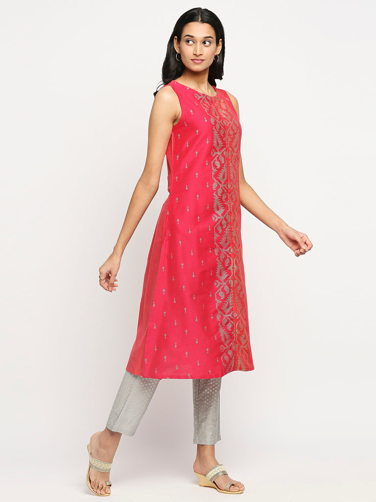 Women's Coral Art Silk Printed Kurta