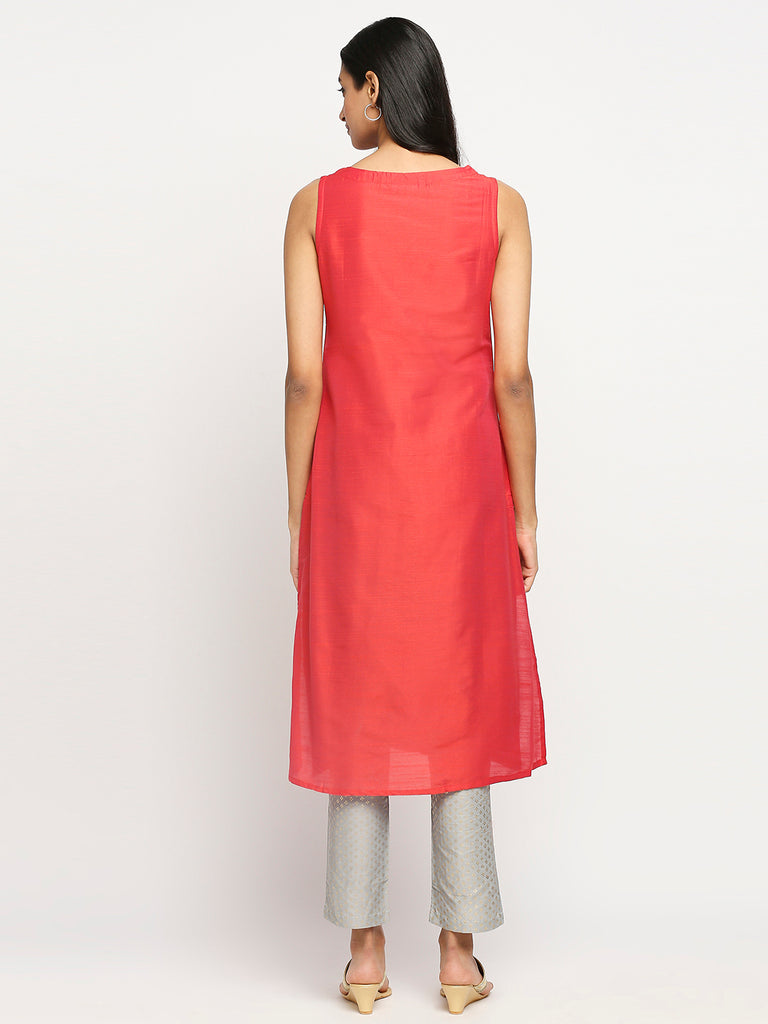 Women's Coral Art Silk Printed Kurta