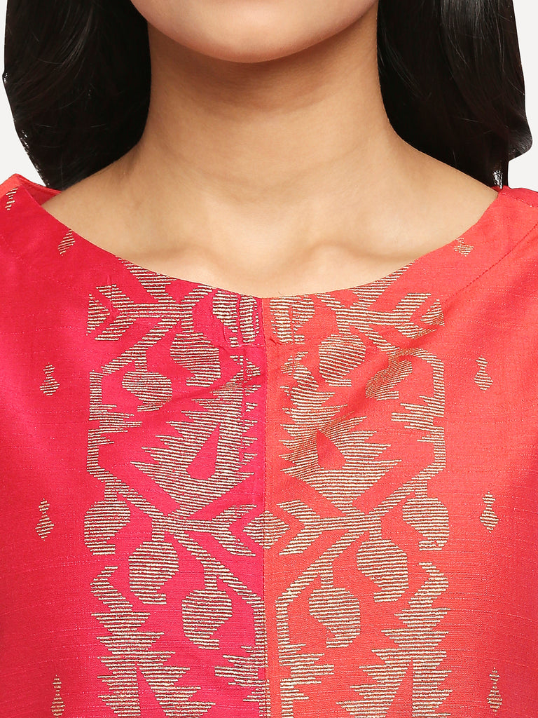 Women's Coral Art Silk Printed Kurta