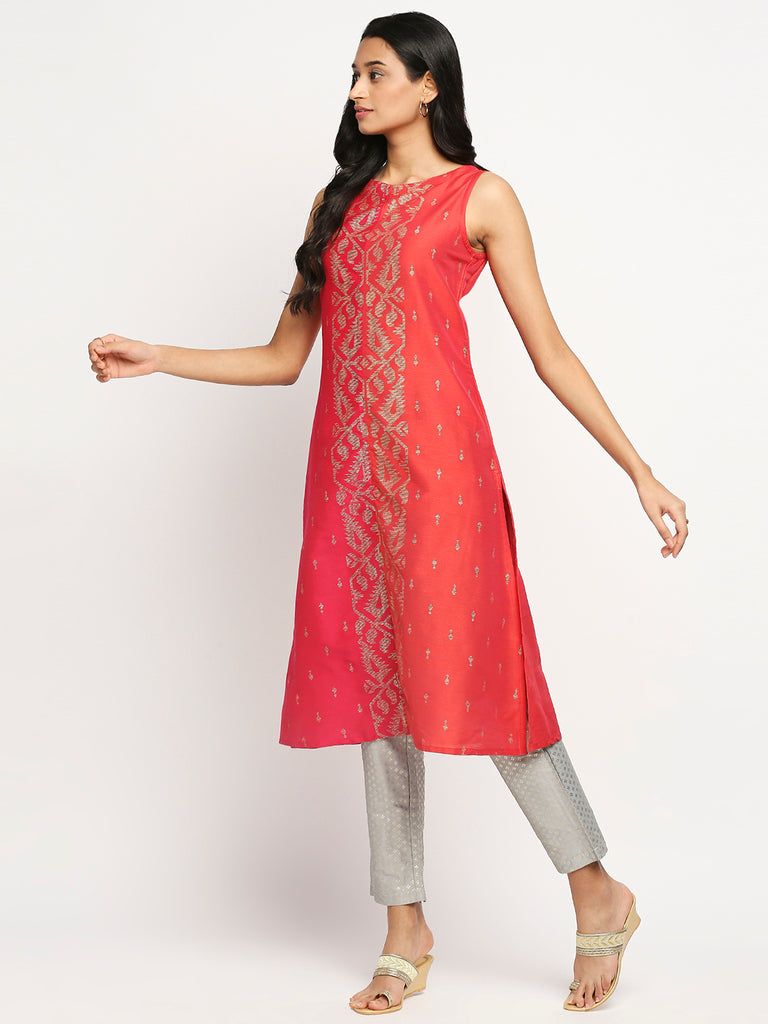 Women's Coral Art Silk Printed Kurta