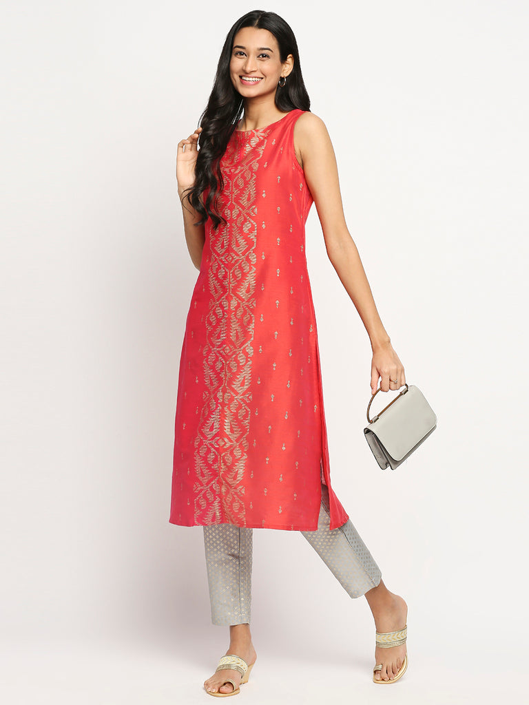 Women's Coral Art Silk Printed Kurta