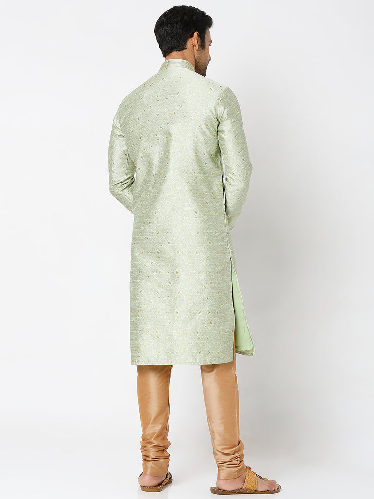 Men's Pista Polyester Floral Kurta & Pyjama Sets