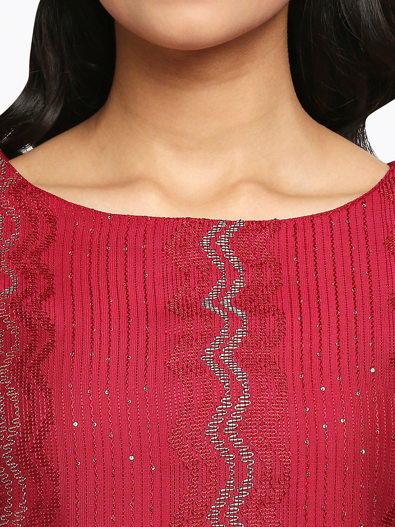 Women's Fucshia Art Silk Printed Kurta