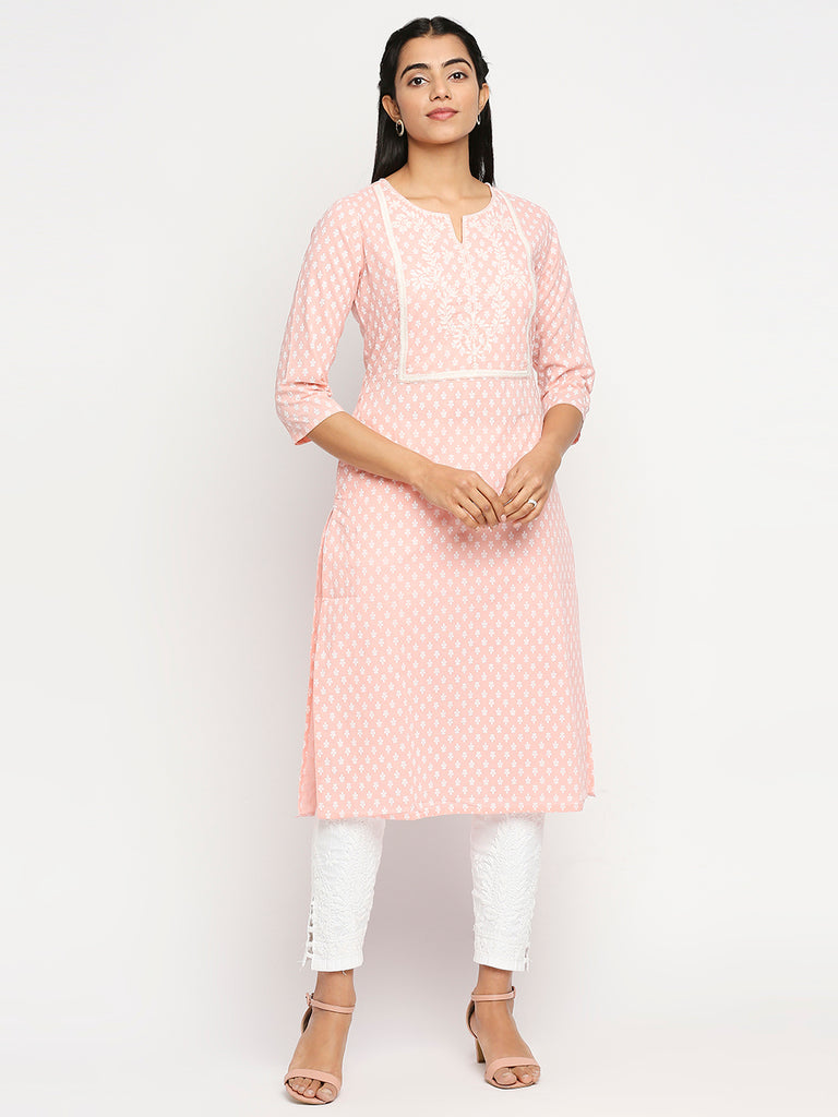 Women's Pink Cambric  Kurta