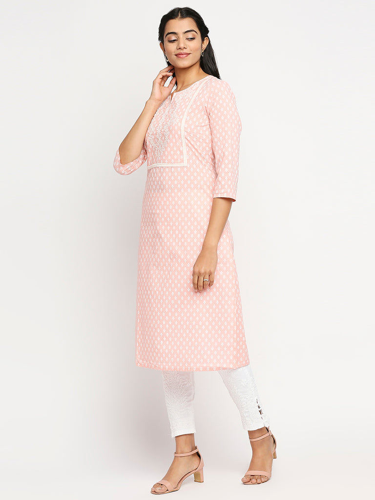 Women's Pink Cambric  Kurta