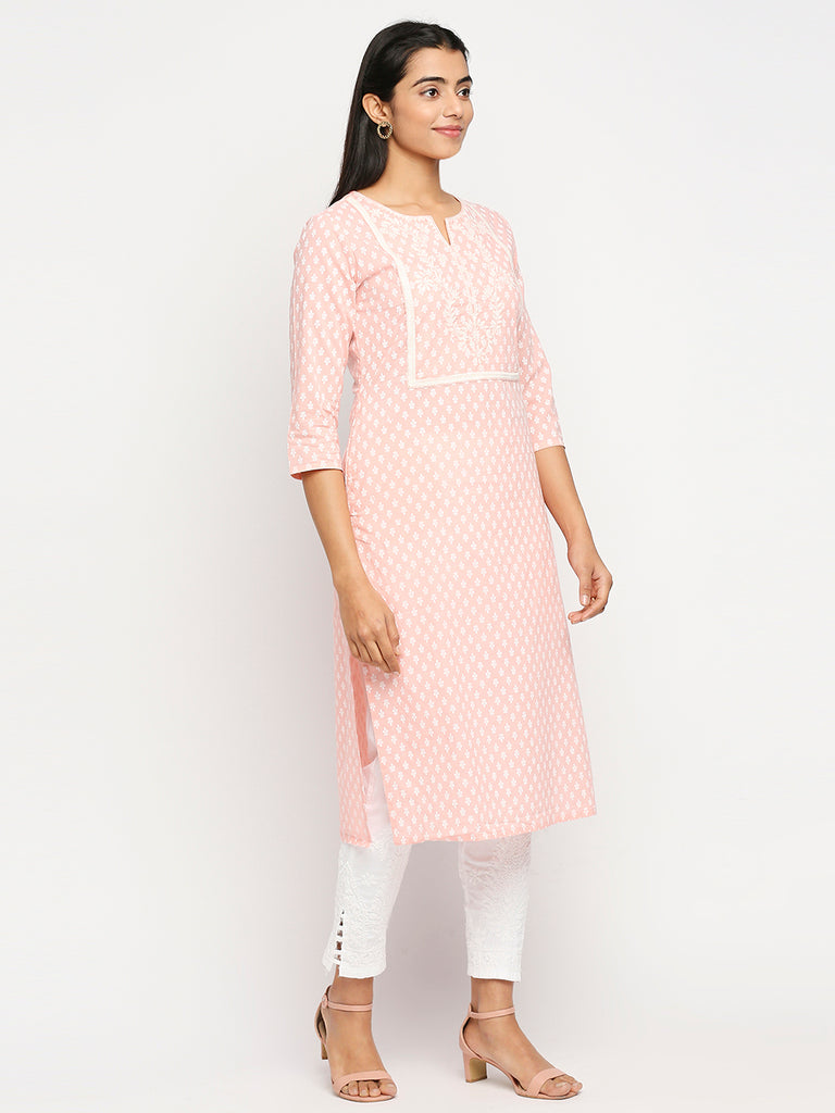 Women's Pink Cambric  Kurta