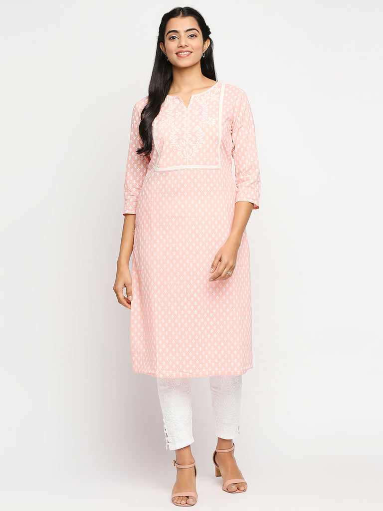 Women's Pink Cambric  Kurta