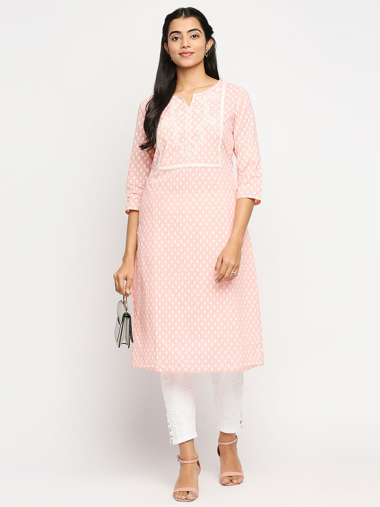 Women's Pink Cambric  Kurta