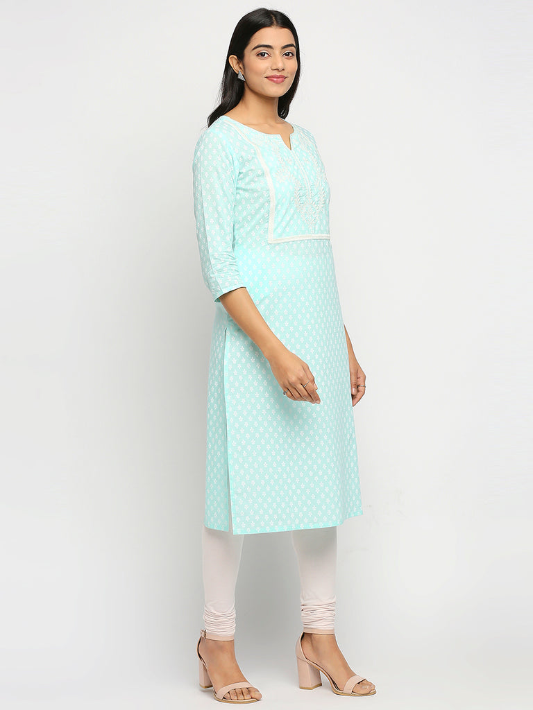 Women's Sea Green Cambric  Kurta