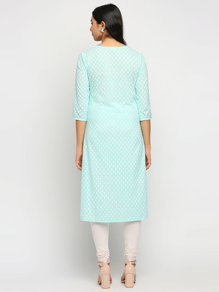 Women's Sea Green Cambric  Kurta