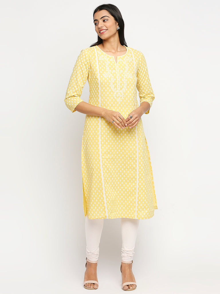 Women's Yellow Cambric  Kurta