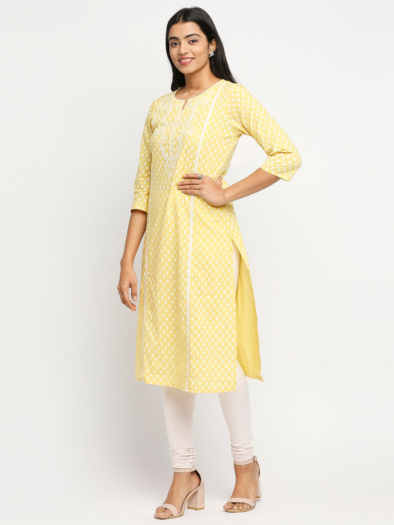 Women's Yellow Cambric  Kurta