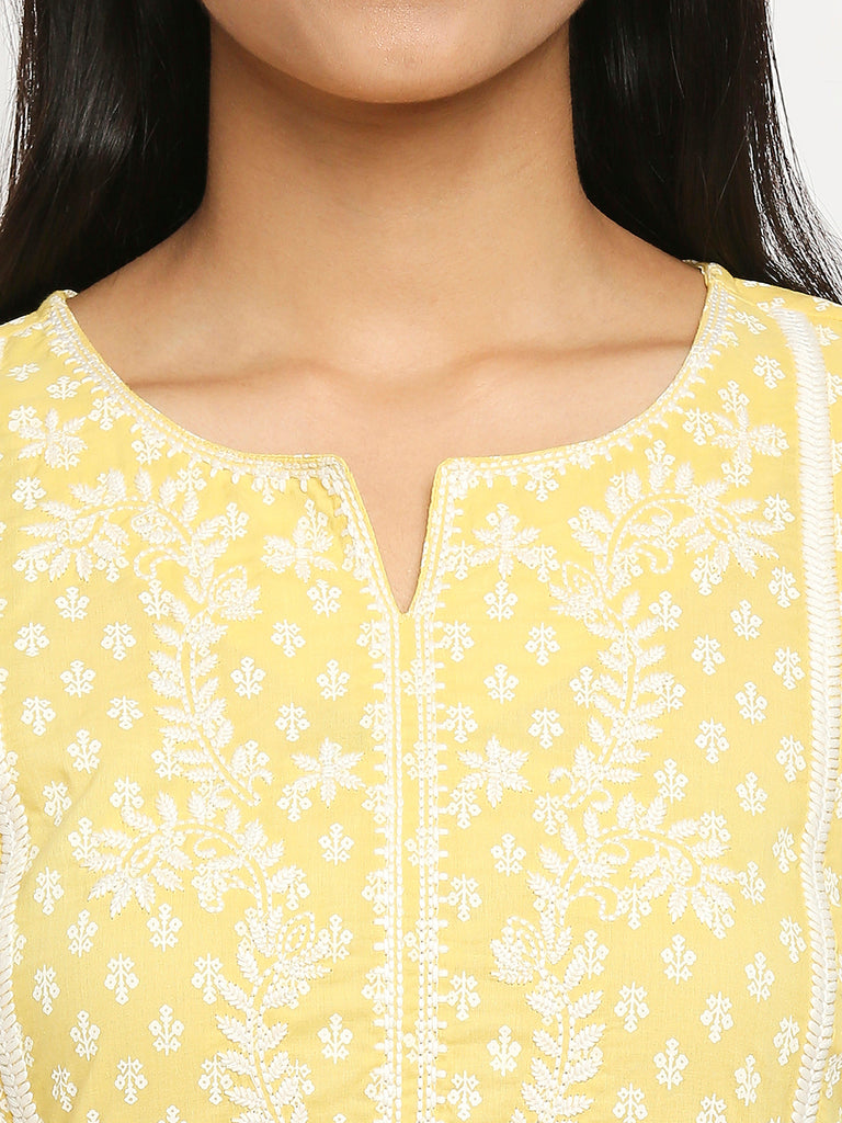 Women's Yellow Cambric  Kurta