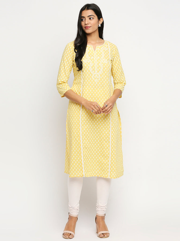 Women's Yellow Cambric  Kurta