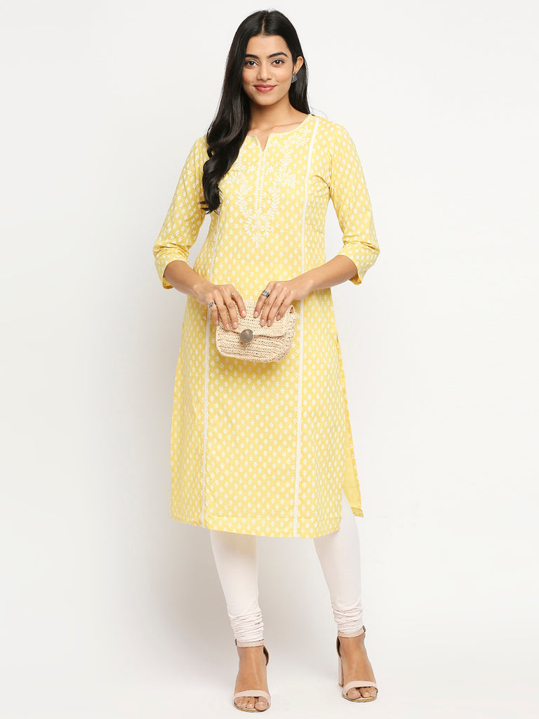 Women's Yellow Cambric  Kurta