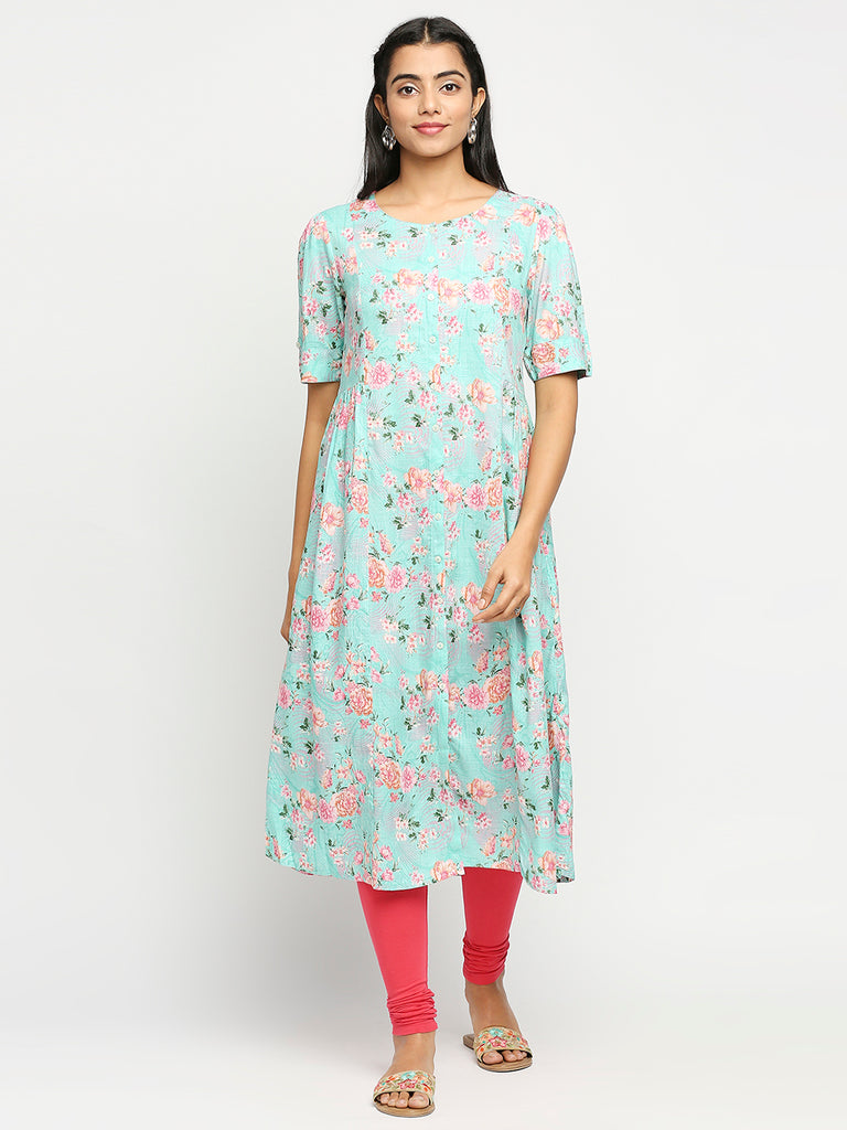 Women's Green Rayon  Kurta