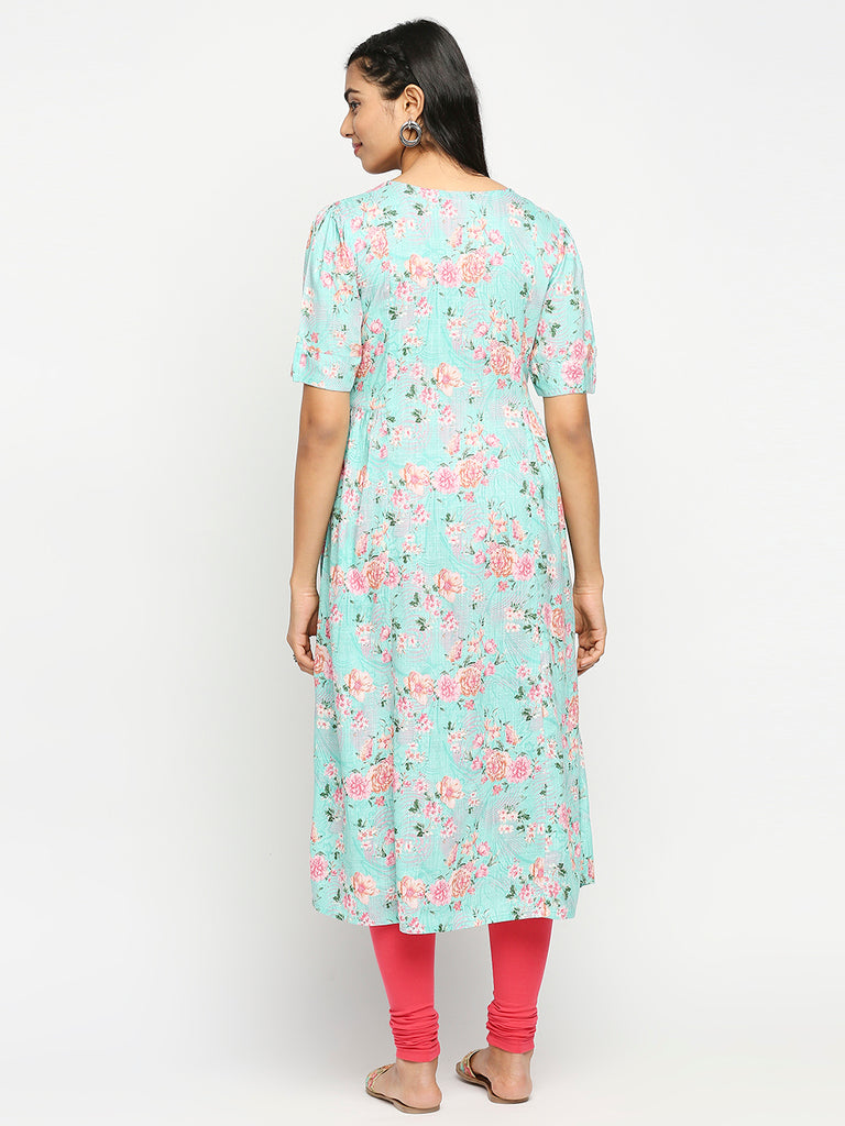 Women's Green Rayon  Kurta