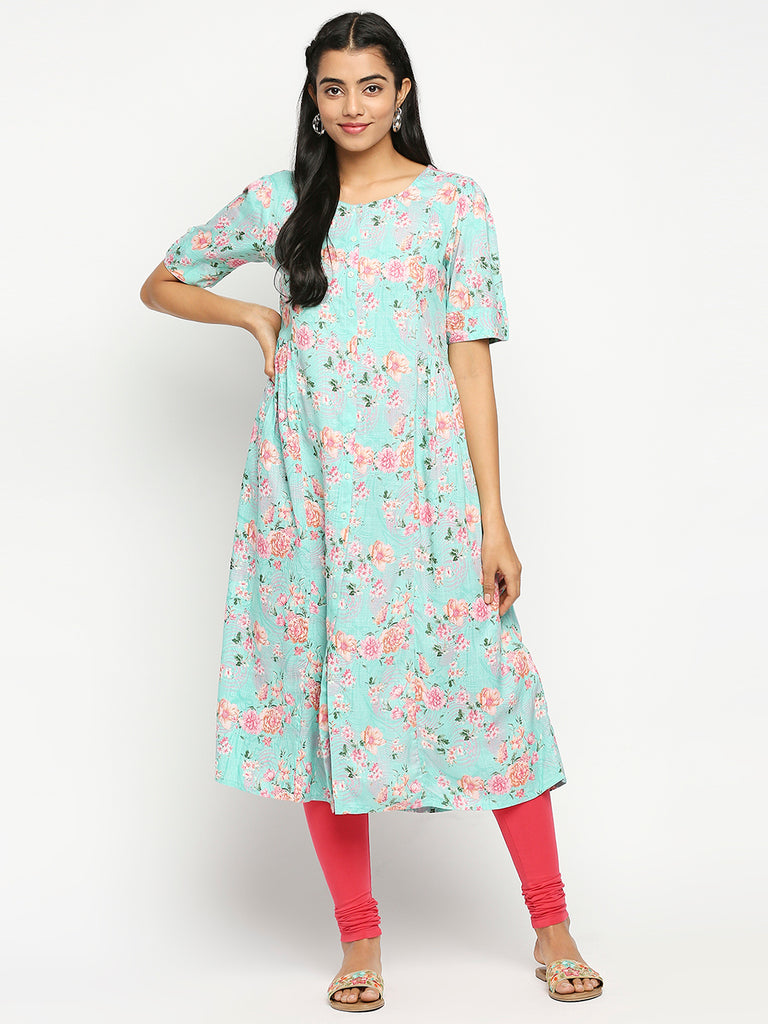 Women's Green Rayon  Kurta
