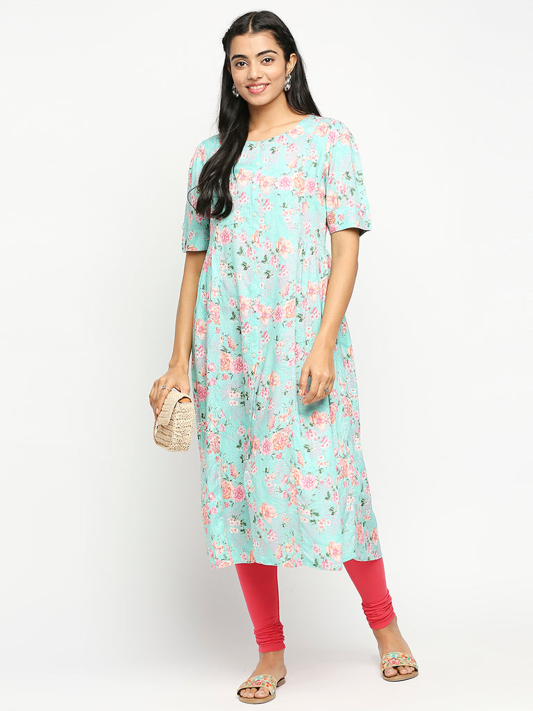 Women's Green Rayon  Kurta