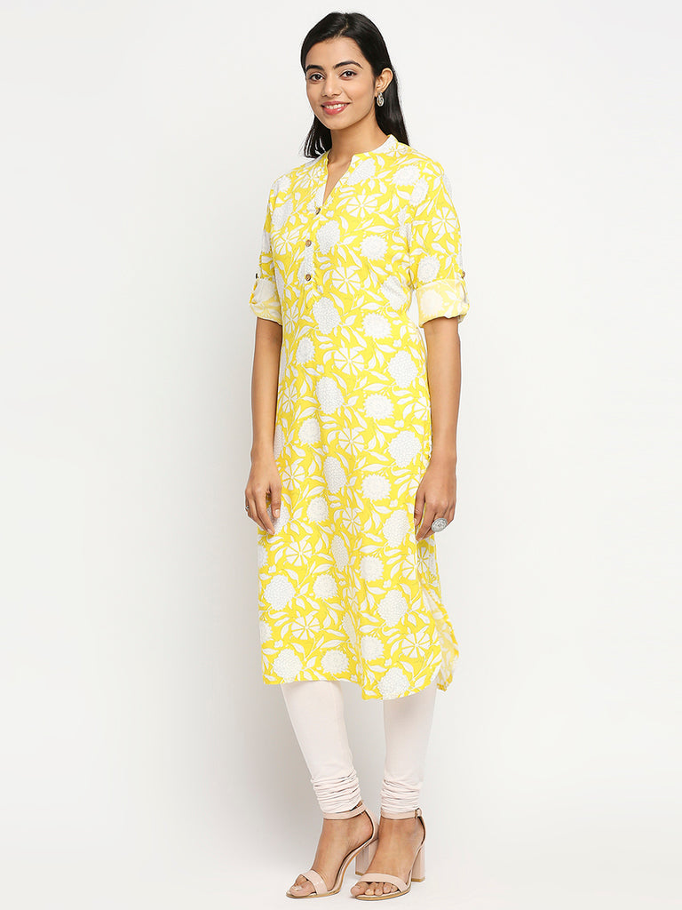 Women's Yellow Rayon  Kurta