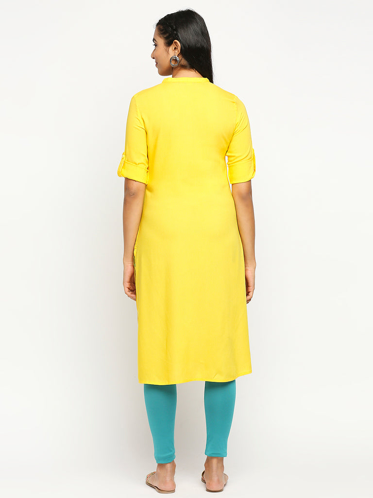 Women's Yellow Rayon  Kurta
