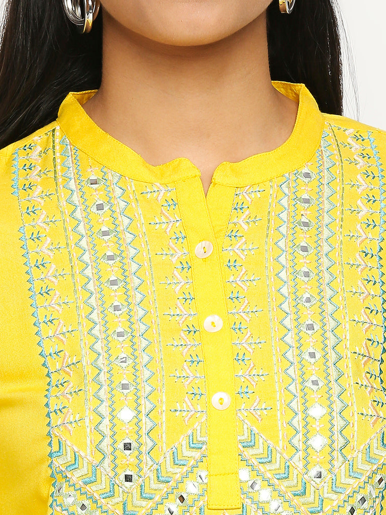 Women's Yellow Rayon  Kurta