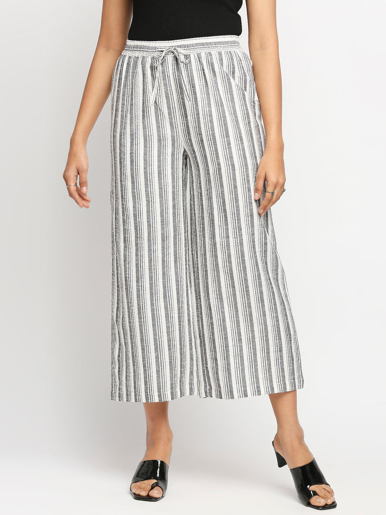 Women's Off White Powerloom Cotton  Palazzo