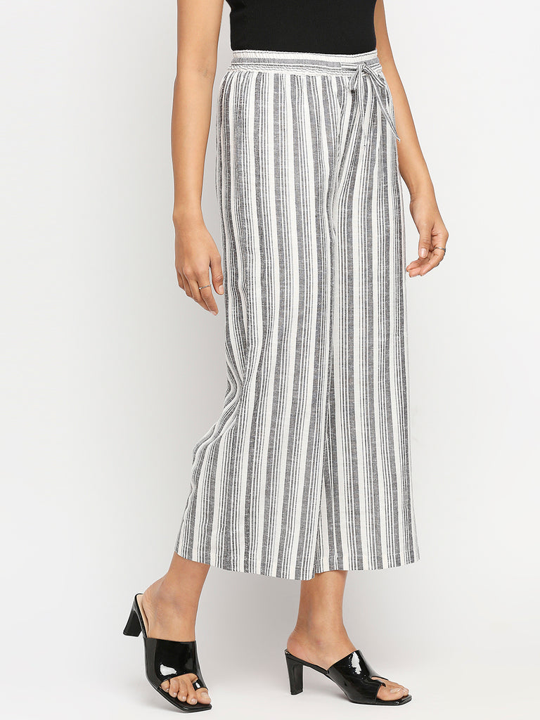 Women's Off White Powerloom Cotton  Palazzo